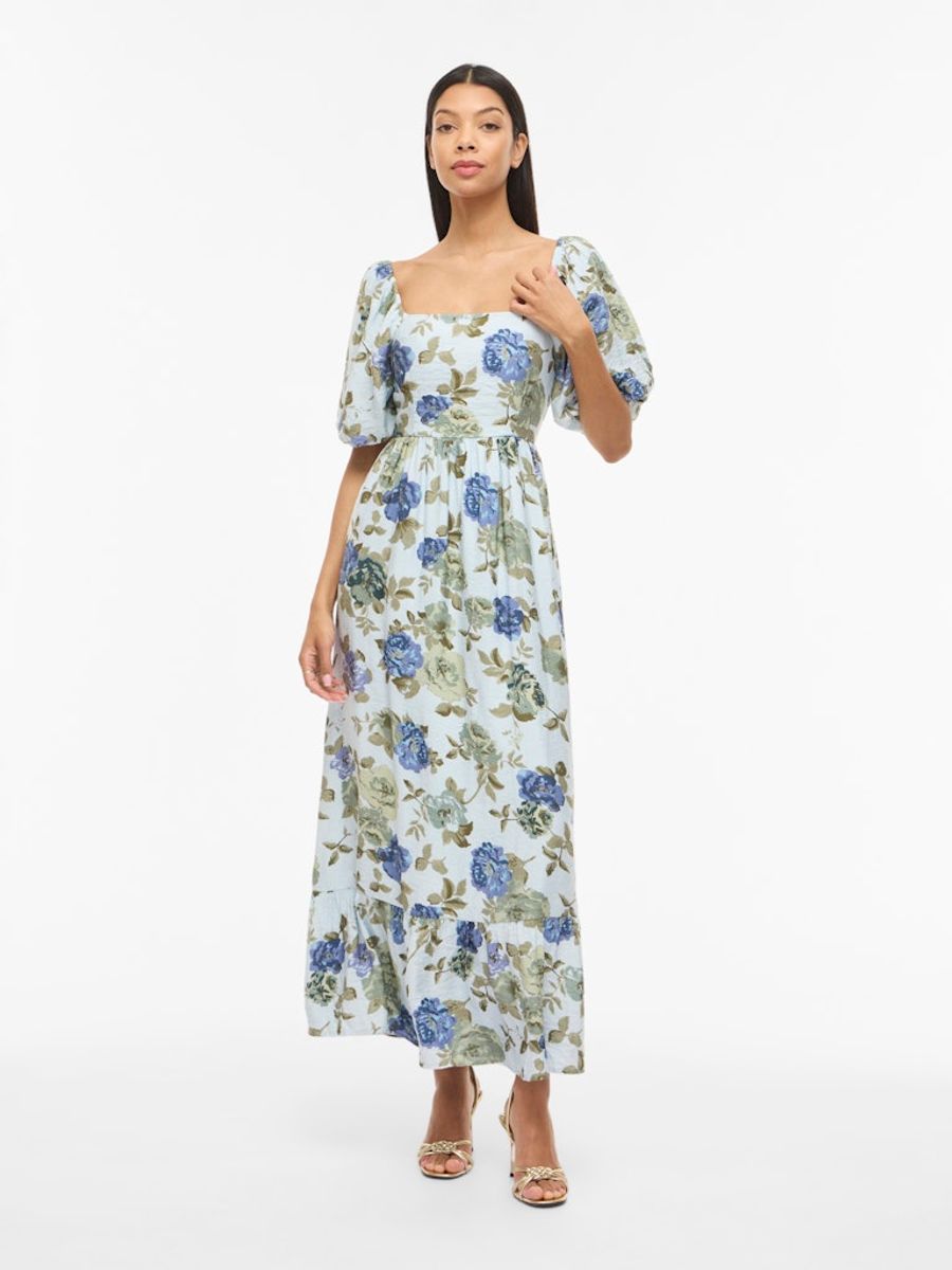 VIFLOLA SQUARE NECK 2/4 ANKLE DRESS/DC/R NANTUCKET BREEZE