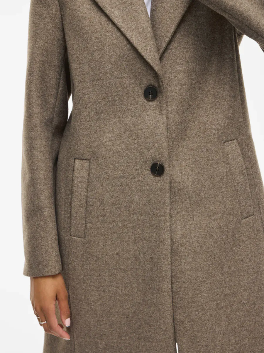 VICLAUDIA BUTTON COAT FALCON MELANGE