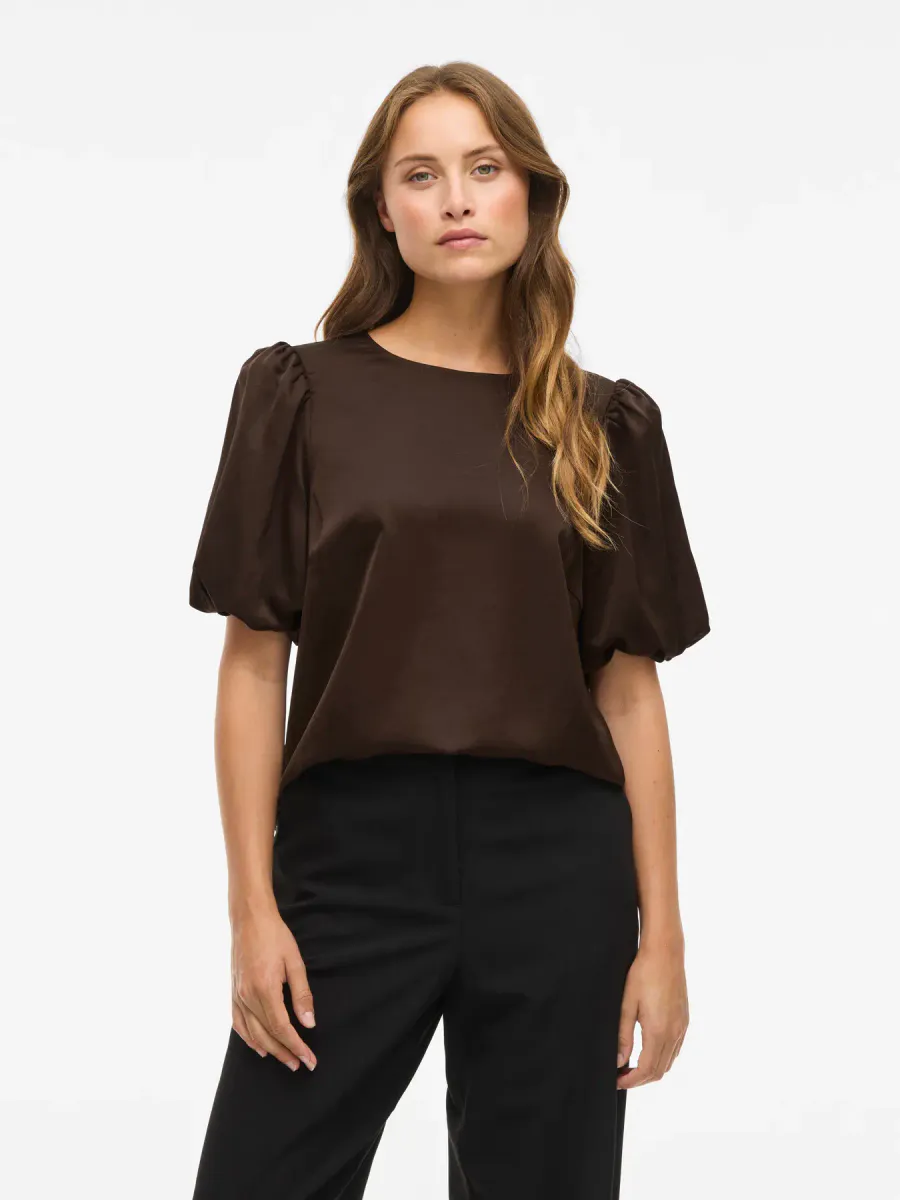 VIELLETTE 2/4 SATIN PUFF TOP 