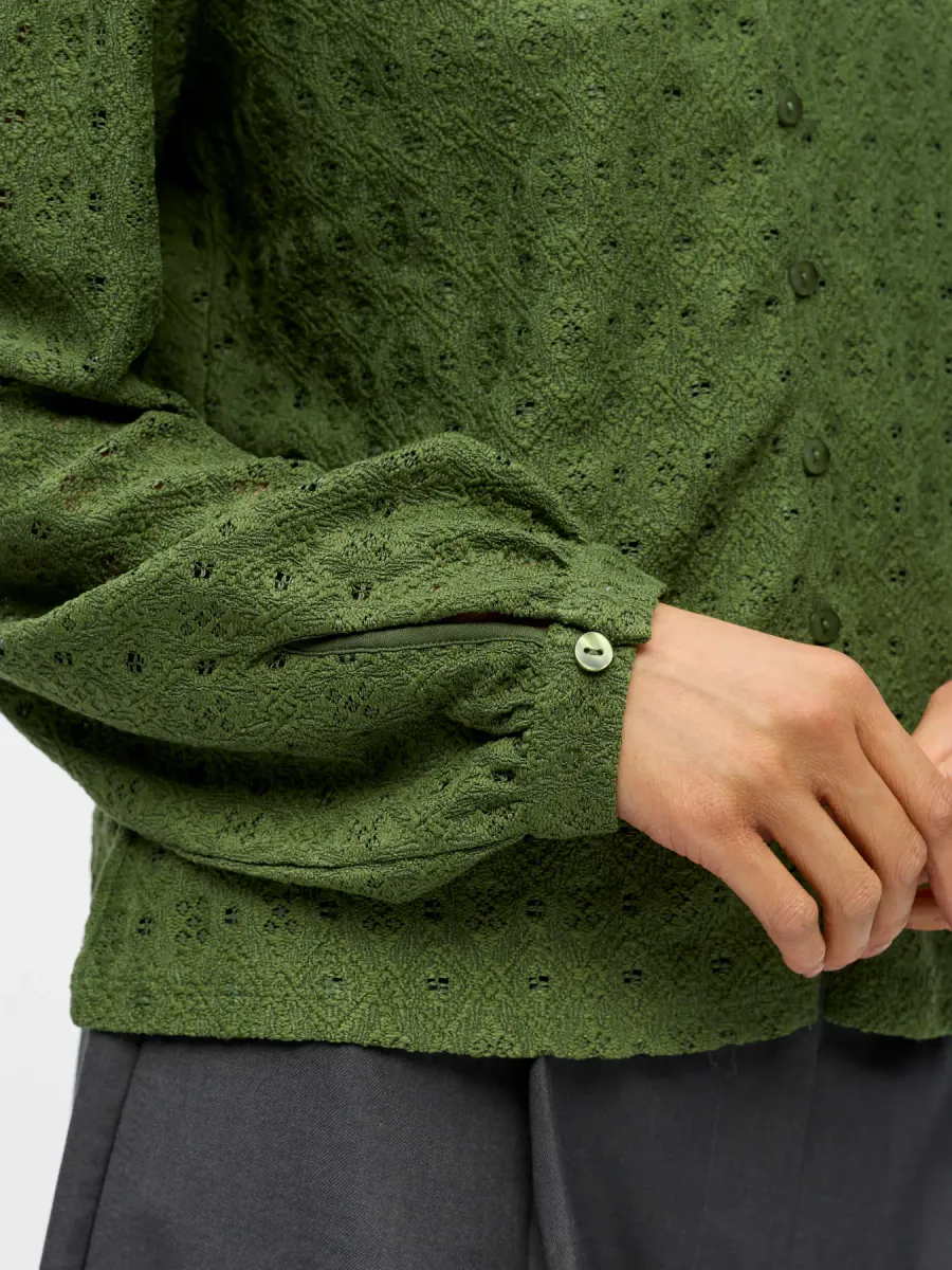 OBJLAILA L/S V-NECK TOP BRONZE GREEN