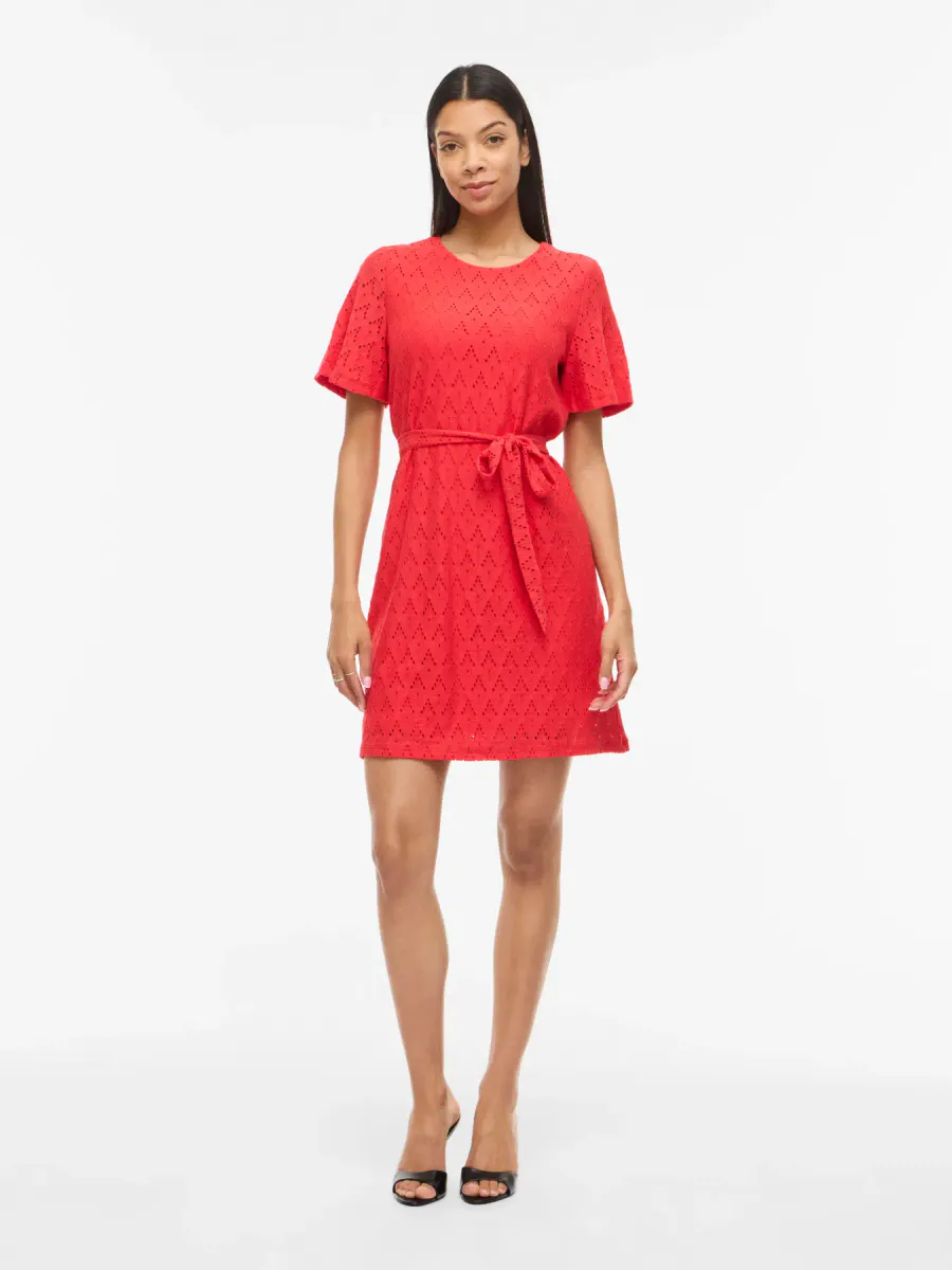 VIAMALINA O-NECK S/S DRESS/VOL/PB