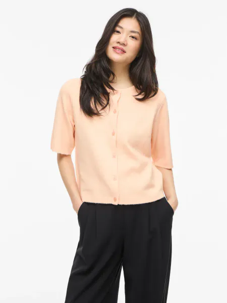 Hovedbilde VILIGA 2/4 O-NECK KNIT CARDIGAN PEACH PARFAIT