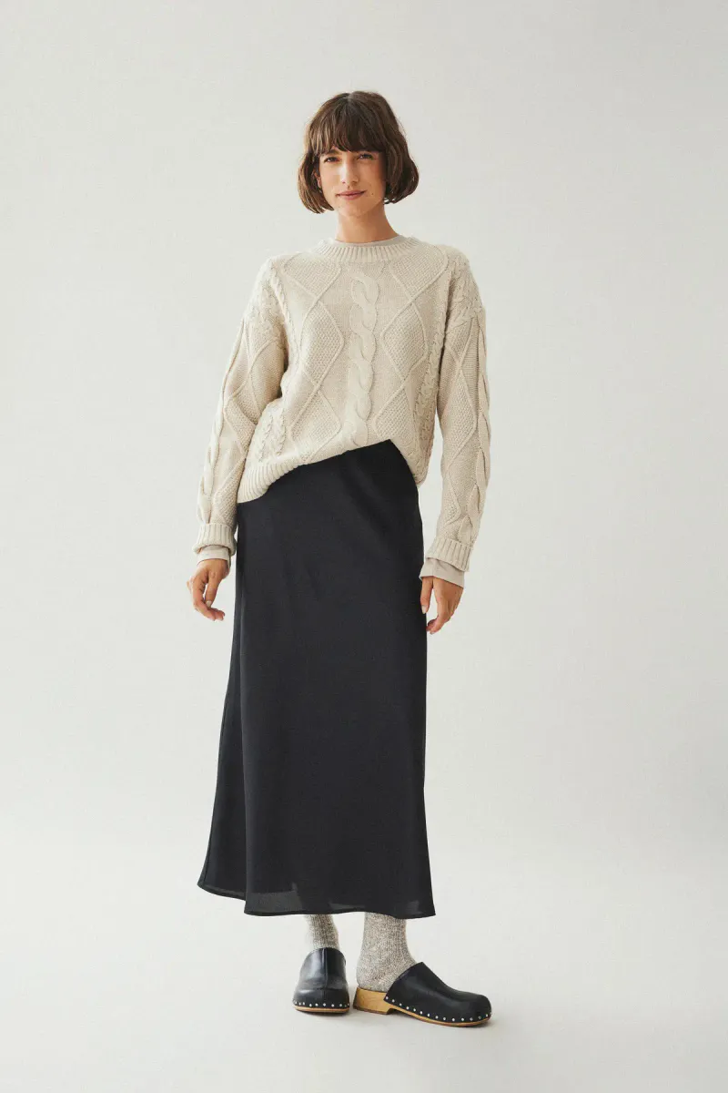 VIELLETTE HW MIDI SKIRT BLACK