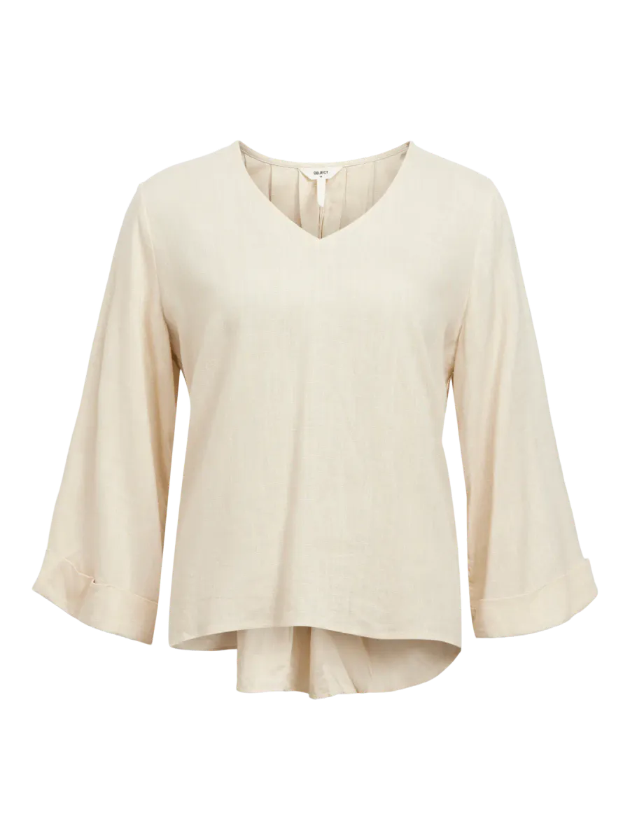 OBJAYA 3/4 LO V-NECK TOP 