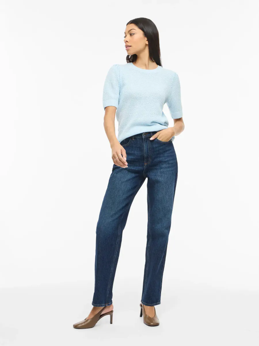 VIDALO O-NECK S/S KNIT TOP NANTUCKET BREEZE