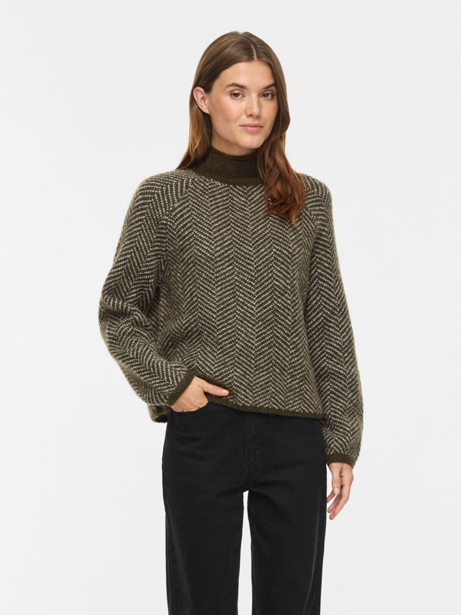 VILORY HIGH NECK L/S KNIT TOP FORREST NIGHT