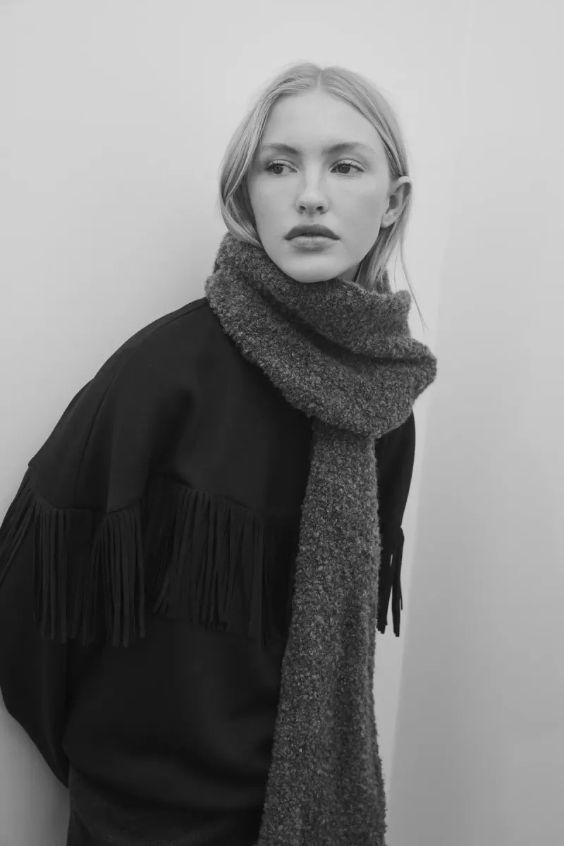 VIJANIS BOUCLE KNIT SCARF/EF DARK GREY MELANGE