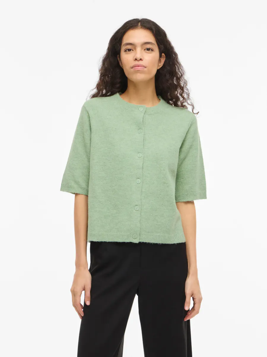 VILIGA 2/4 O-NECK KNIT CARDIGAN SMOKE GREEN