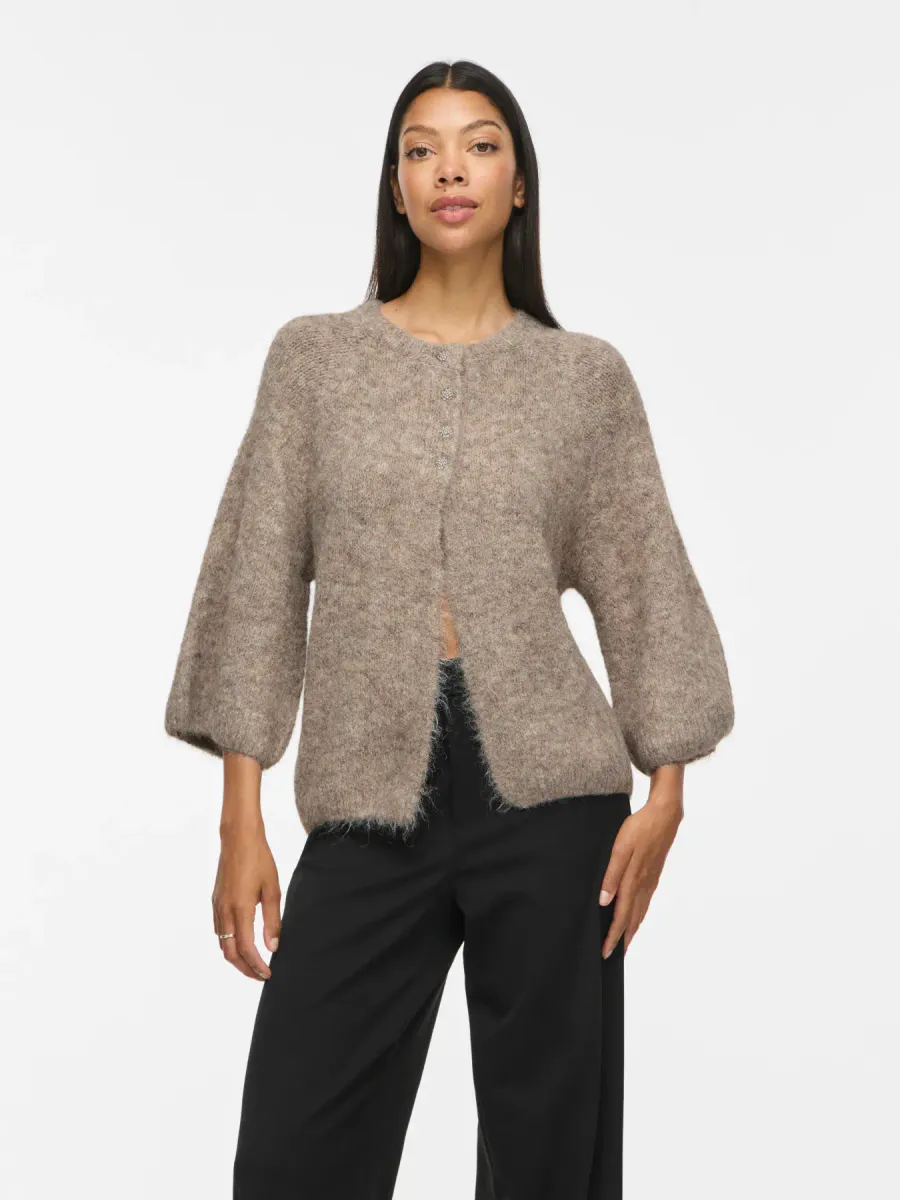 VIBOWS 3/4 KNIT CARDIGAN NATURAL MELANGE