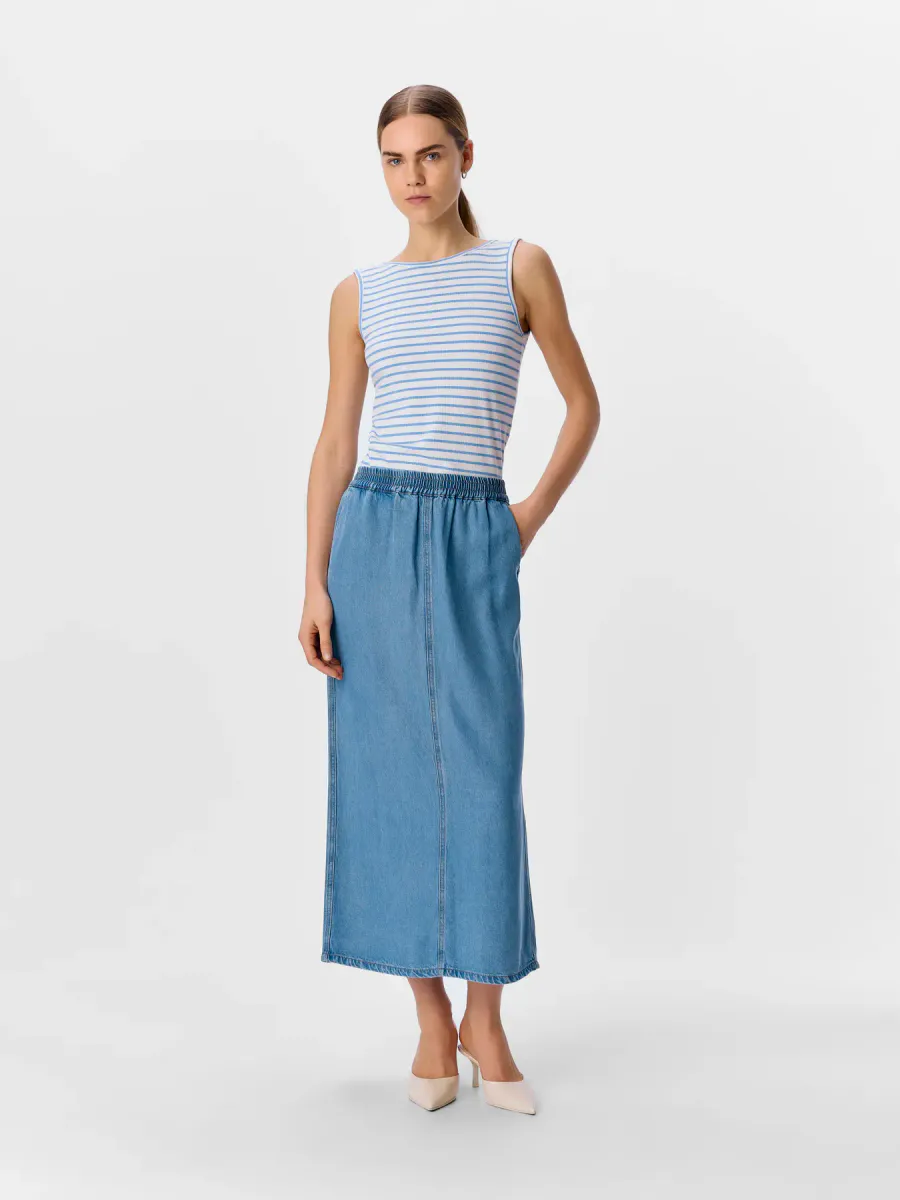 OBJFRAME MW RE LONG DENIM SKIRT