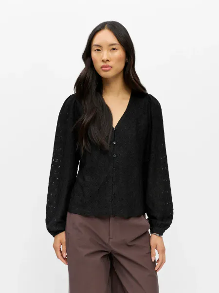Hovedbilde OBJLAILA L/S V-NECK TOP BLACK